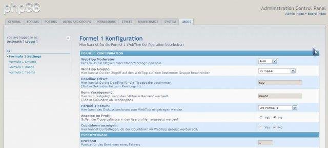 Download web tool or web app phpBB3 Formular 1 WebTipp