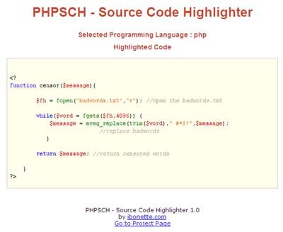 Download web tool or web app PHPSCH - Source Code Highlighter Download web tool or web app PHPSCH - Source Code Highlighter