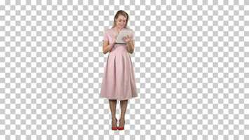 Free download Pretty young woman in pink dress holding tablet and looking | Stock Footage - Videohive video and edit with RedcoolMedia movie maker MovieStudio video editor online and AudioStudio audio editor onlin