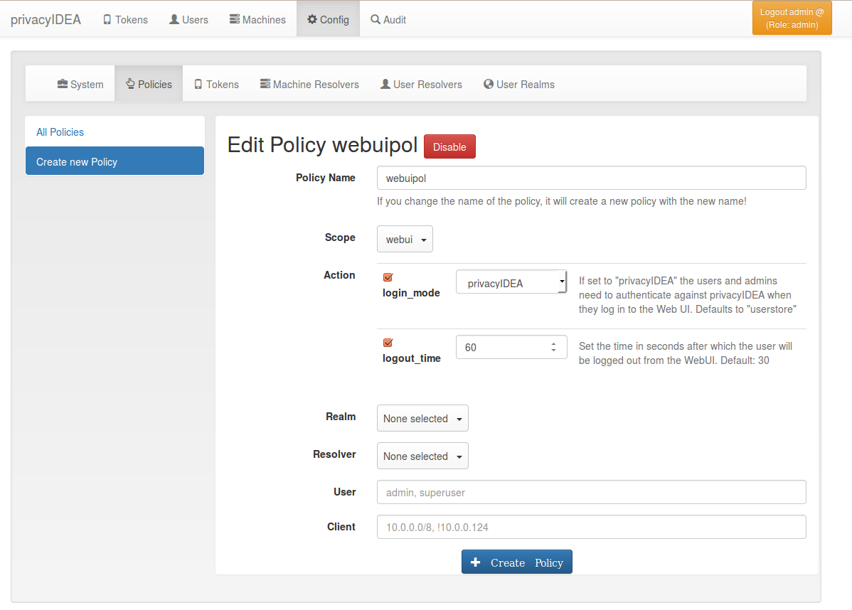 Download web tool or web app privacyidea