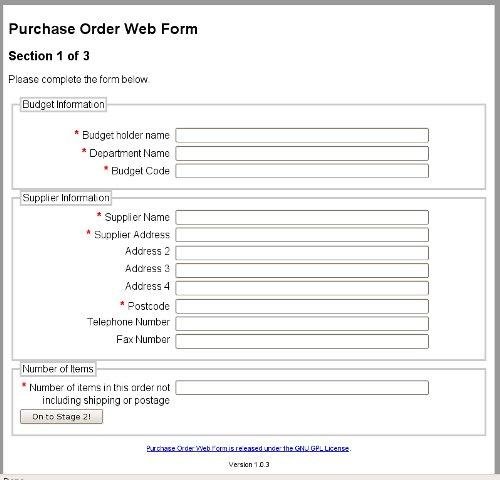 Download web tool or web app Purchase Order Web Form