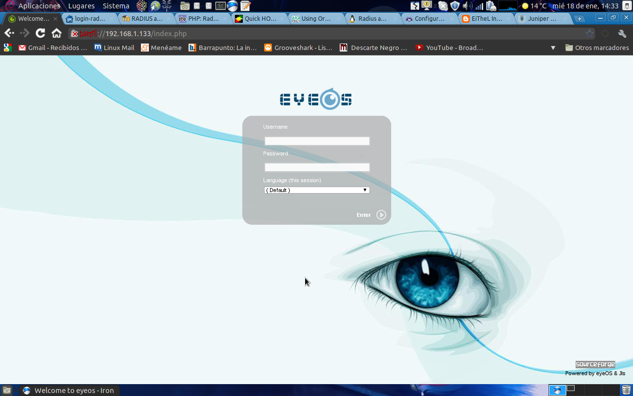 Download web tool or web app RADIUS/LDAP en EyeOS
