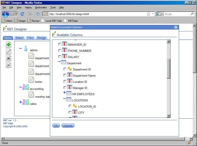 Download web tool or web app RBT SQL Query and Report Design