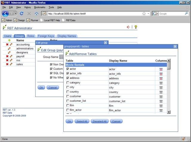Download web tool or web app RBT SQL Query and Report Design