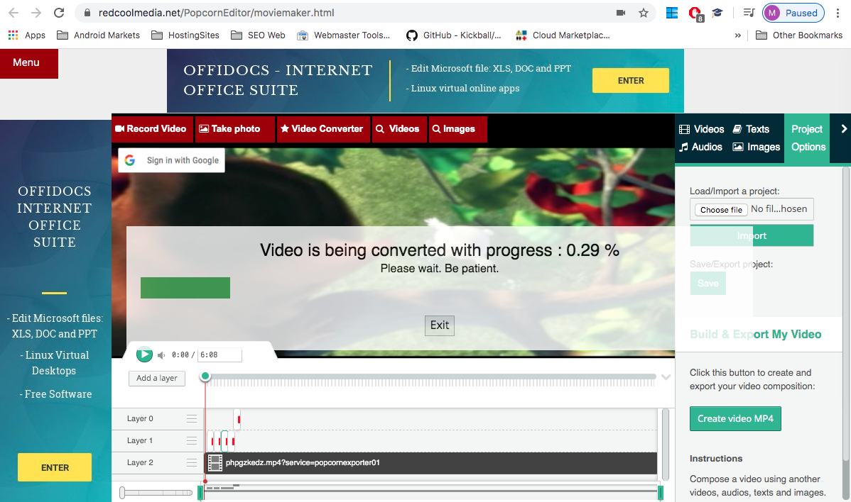 Create video online – merge videos and images