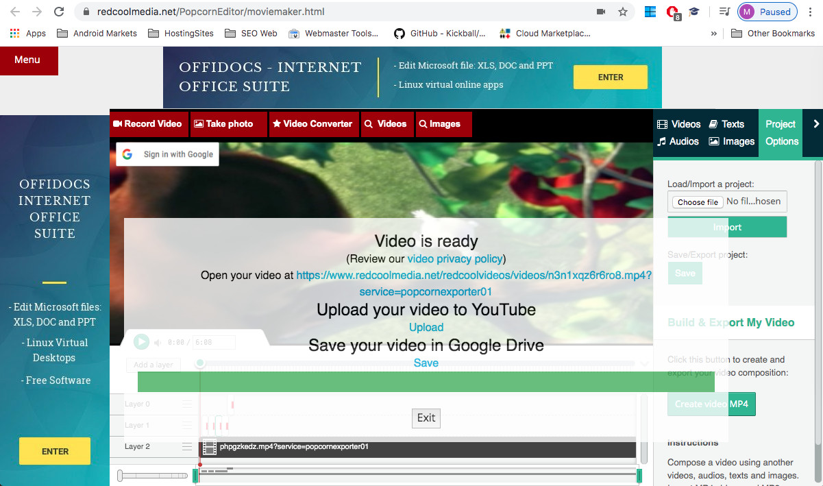 Create video online – merge videos and images