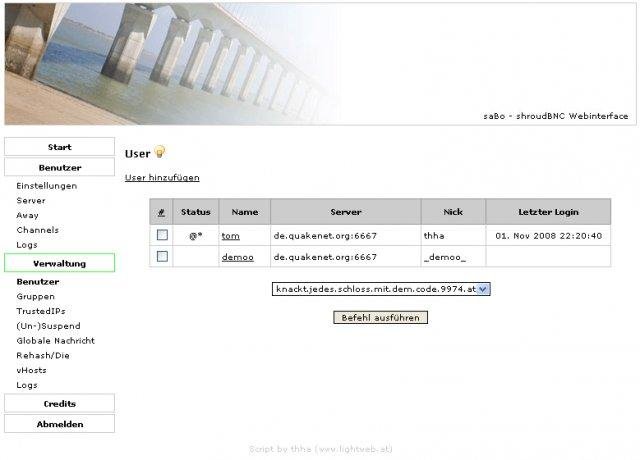 Download web tool or web app saBo shroudBNC 1.2 Webinterface Download web tool or web app saBo shroudBNC 1.2 Webinterface