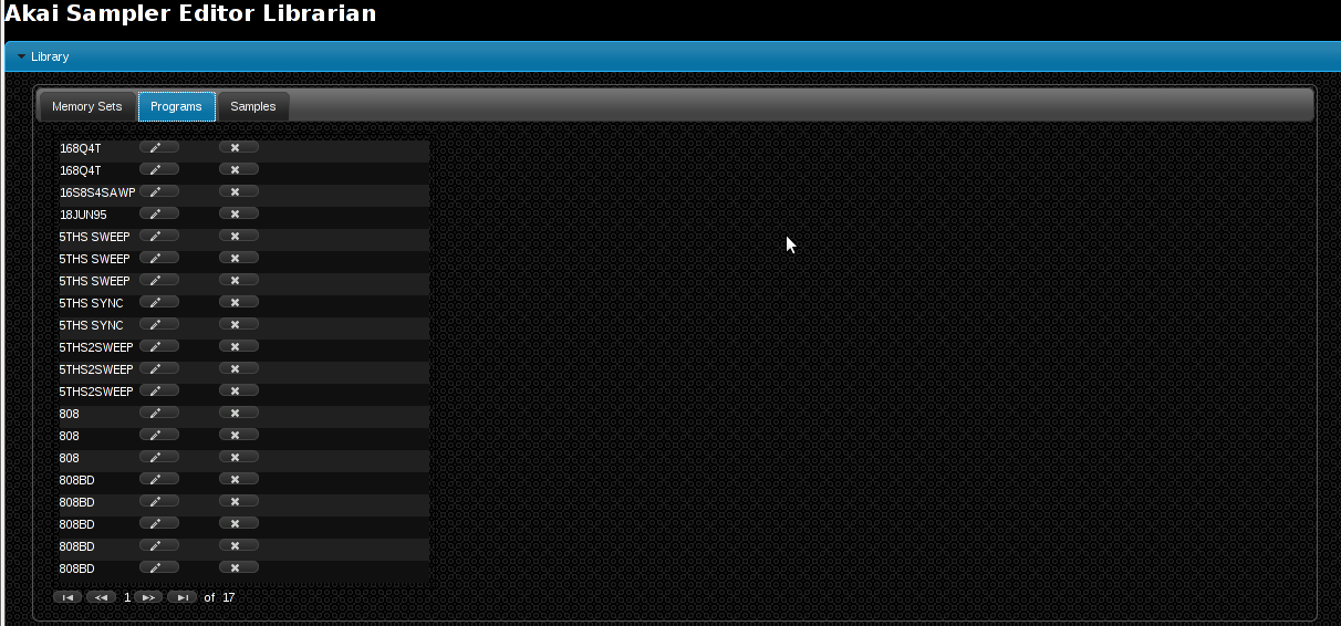 Download web tool or web app Sampler Editor Librarian