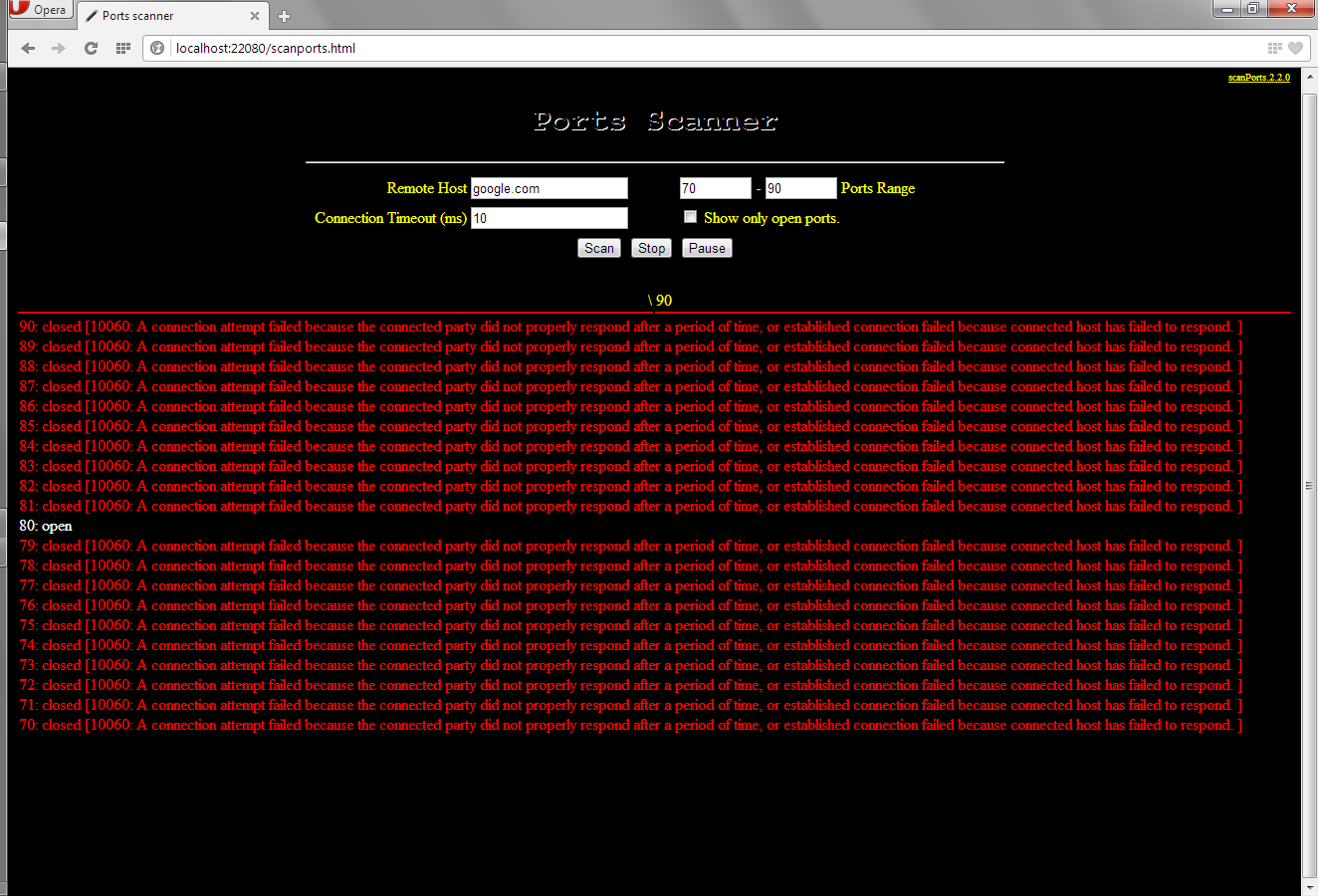 Download web tool or web app scanPorts