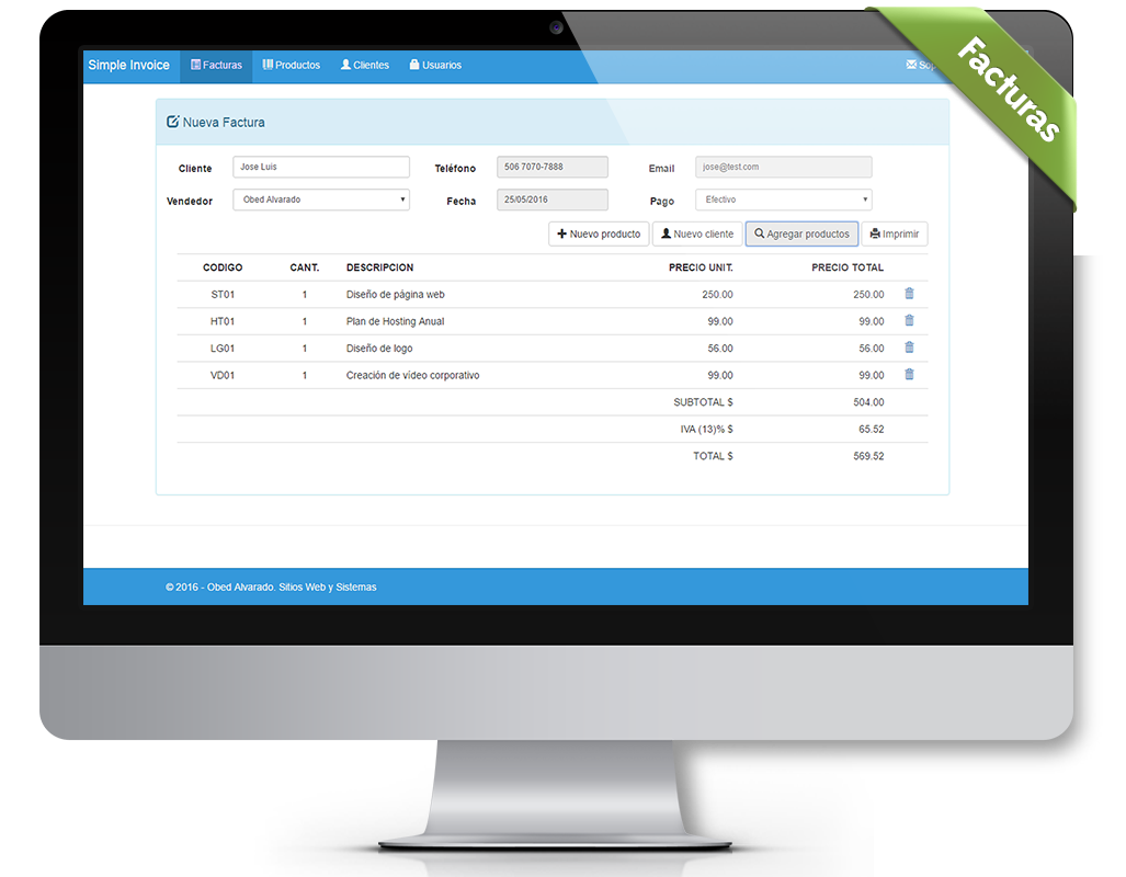 Download web tool or web app Sistema de Facturación Simple con PHP Download web tool or web app Sistema de Facturación Simple con PHP
