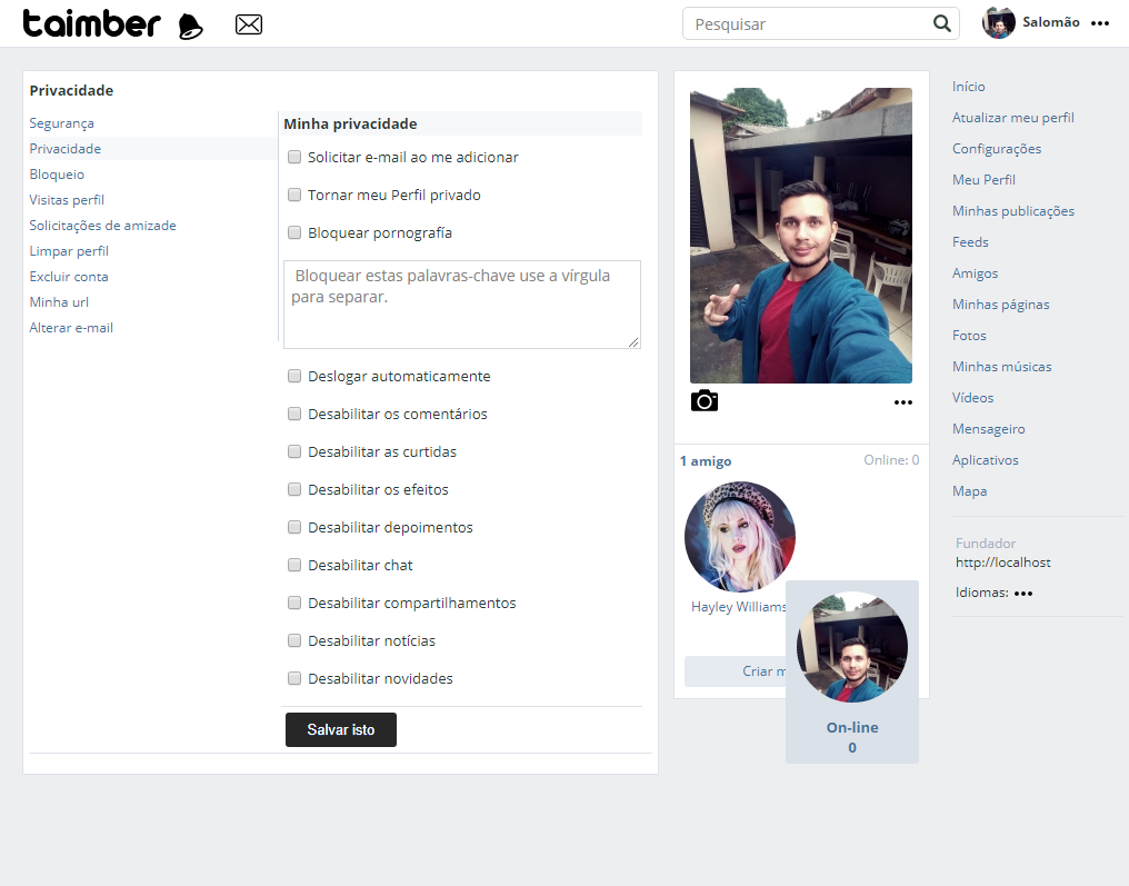Download web tool or web app Social network Taimber black