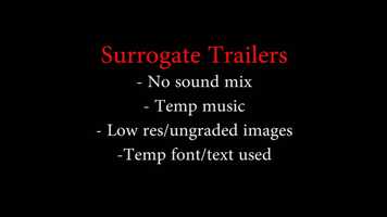 Free download Surrogate Trailer V 1,2,3 video and edit with RedcoolMedia movie maker MovieStudio video editor online and AudioStudio audio editor onlin