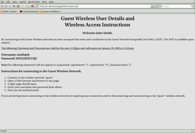 Download web tool or web app SWAG (Simple Wireless Auth of Guests)