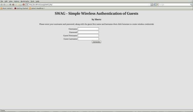 Download web tool or web app SWAG (Simple Wireless Auth of Guests)