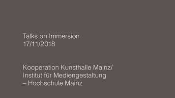 Free download Talks on Immersion - Trailer video and edit with RedcoolMedia movie maker MovieStudio video editor online and AudioStudio audio editor onlin