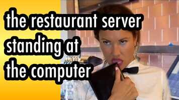 Free download the restaurant server standing at the computer video and edit with RedcoolMedia movie maker MovieStudio video editor online and AudioStudio audio editor onlin