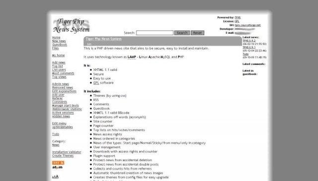 Download web tool or web app Tiger Php News System