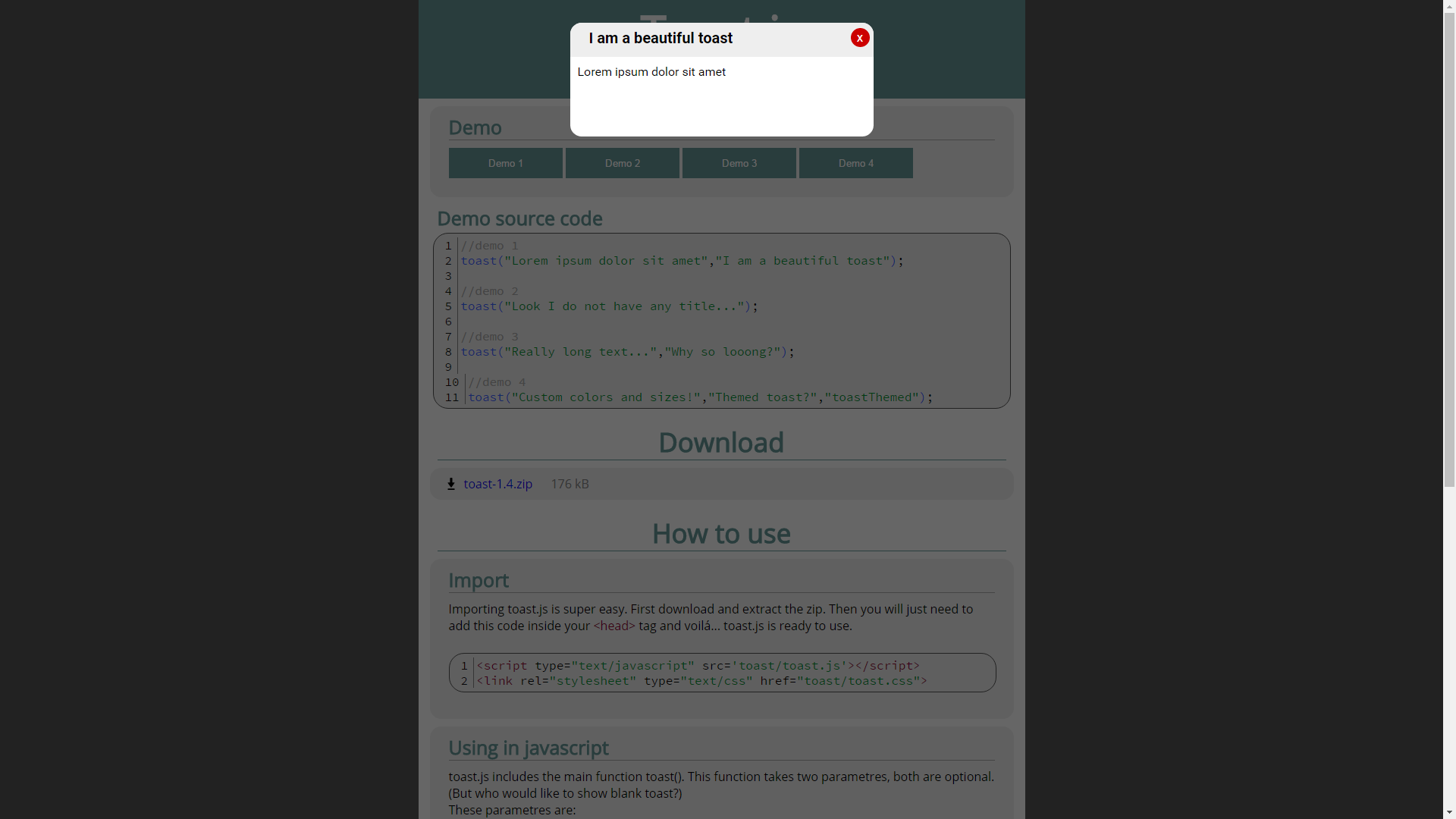 Download web tool or web app Toast.js Download web tool or web app Toast.js