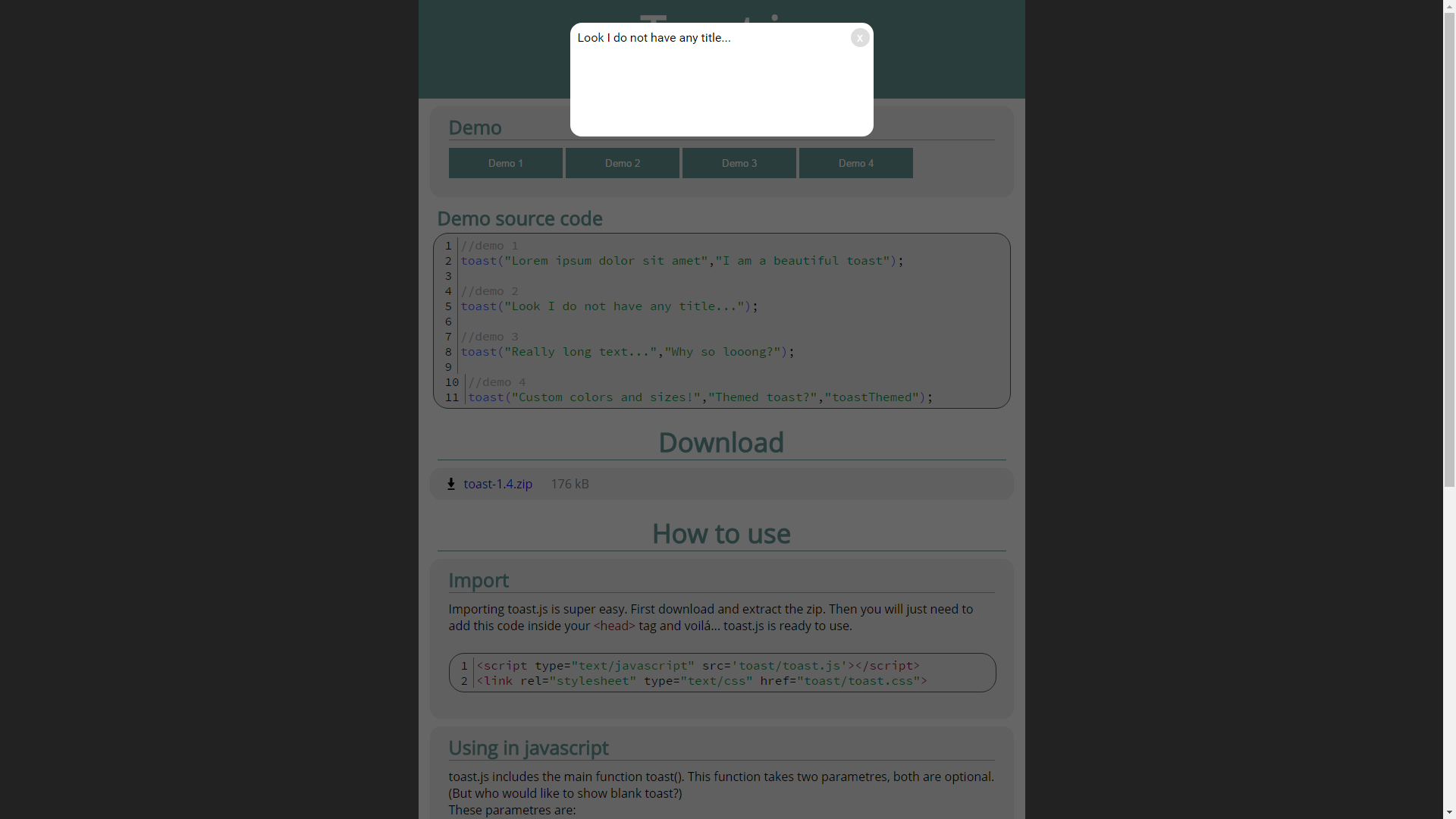 Download web tool or web app Toast.js Download web tool or web app Toast.js