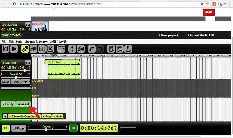 Upload an audio audiostudio online