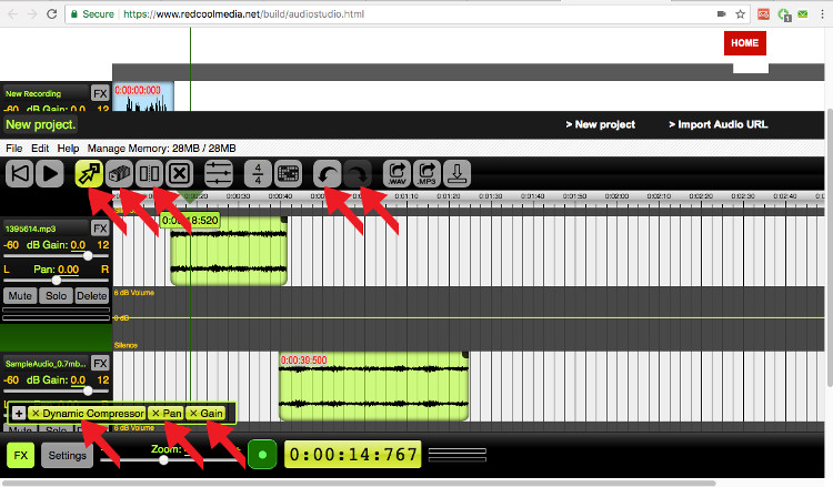 Modify audio file with audiostudio online