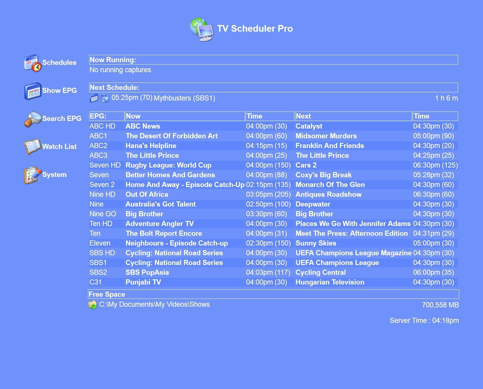 Download web tool or web app TV Scheduler Pro