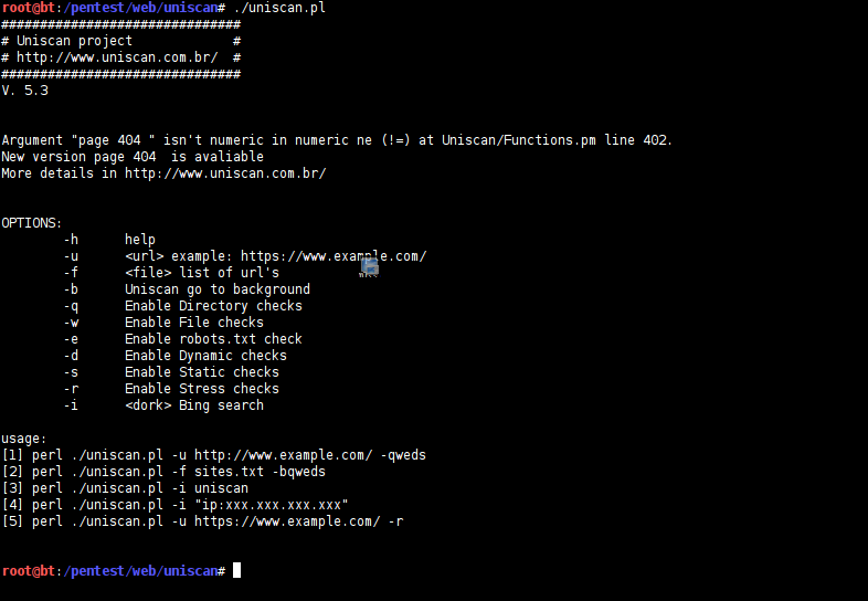 Download web tool or web app UniScan6.2 Project Vulnerability Scanner