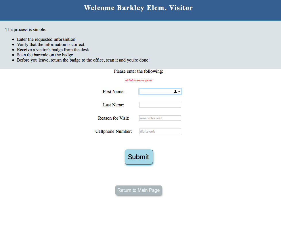 Download web tool or web app Viva Visitor  Volunteer ID tracking 