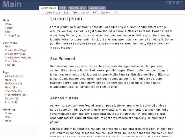 Download web tool or web app WikyBlog : Wiki / Blog CMS