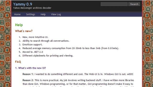 Download web tool or web app Yammy - Yahoo Messenger Archives Decoder