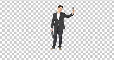 Free download Young businessman taking selfie with his phone, Alpha Channel | Stock Footage - Envato elements video and edit with RedcoolMedia movie maker MovieStudio video editor online and AudioStudio audio editor onlin