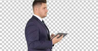Free download Young businessman touching digital tablet, Alpha Channel | Stock Footage - Envato elements video and edit with RedcoolMedia movie maker MovieStudio video editor online and AudioStudio audio editor onlin