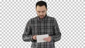 Free download Young Business Man Using His Tab Walking, Alpha Channel | Stock Footage - Videohive video and edit with RedcoolMedia movie maker MovieStudio video editor online and AudioStudio audio editor onlin