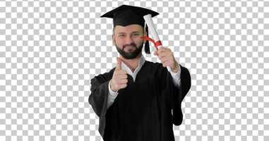 Free download Young male smiling graduate showing thumb up, Alpha Channel | Stock Footage - Envato elements video and edit with RedcoolMedia movie maker MovieStudio video editor online and AudioStudio audio editor onlin