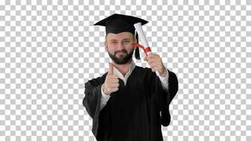 Free download Young male smiling graduate showing thumb up, Alpha Channel | Stock Footage - Videohive video and edit with RedcoolMedia movie maker MovieStudio video editor online and AudioStudio audio editor onlin