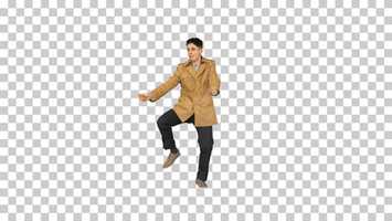 Free download Young man wearing trench coat dancing and having fun, Alpha Channel | Stock Footage - Videohive video and edit with RedcoolMedia movie maker MovieStudio video editor online and AudioStudio audio editor onlin