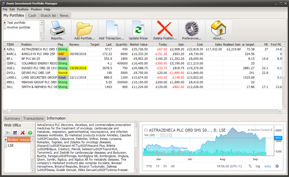 Download web tool or web app Zoom Investment Portfolio Manager