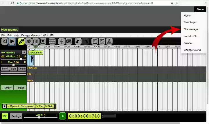 Audio File Manager File manager for AudioStudio audio editor online - RedcoolMedia