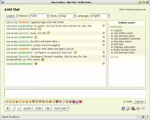 Download web tool or web app AJAX Chat - Open Source Web Chat Download web tool or web app AJAX Chat - Open Source Web Chat