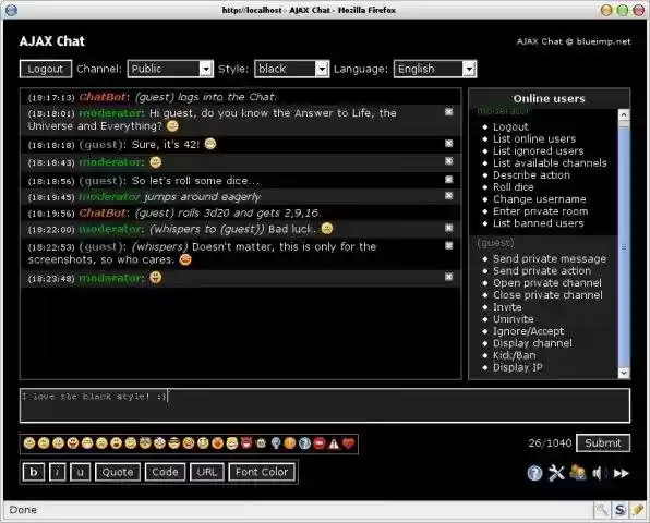 Download web tool or web app AJAX Chat - Open Source Web Chat Download web tool or web app AJAX Chat - Open Source Web Chat