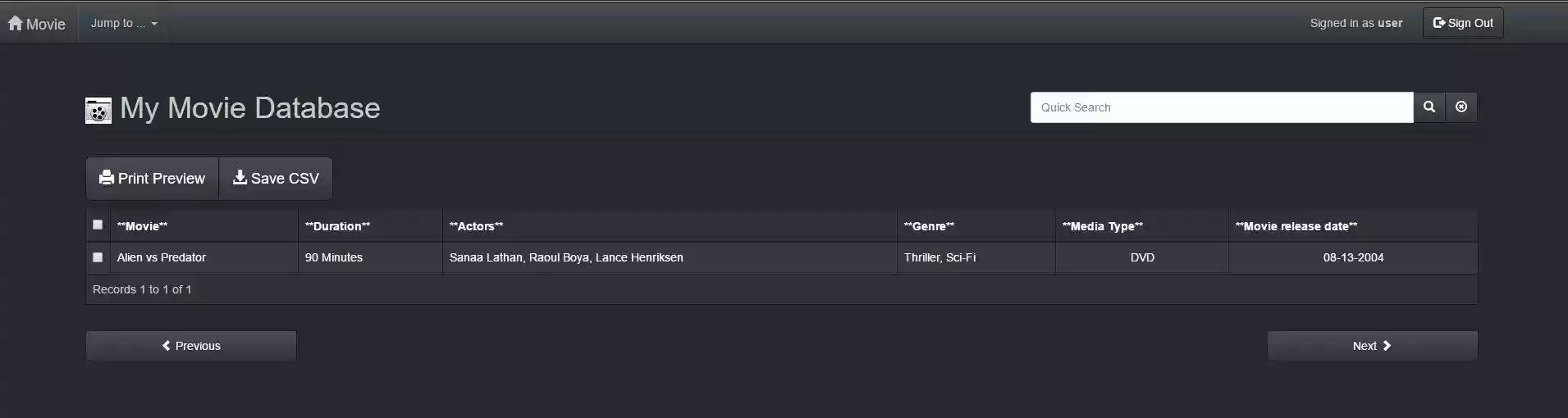 Download web tool or web app A Movie Collector CRUD