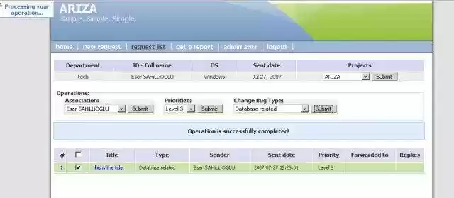 Download web tool or web app ARIZA: Bug/Request Tracking Tool