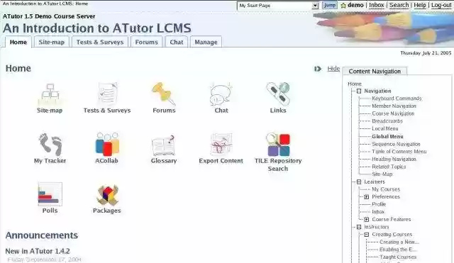 Download web tool or web app ATutor (Learning Management System) Download web tool or web app ATutor (Learning Management System)