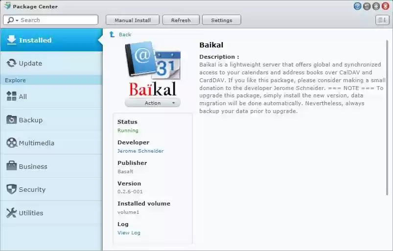 Download web tool or web app Baikal for Synology