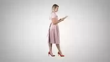 Free download Blonde in pink dress walking and using tablet on gradient | Stock Footage - Videohive video and edit with RedcoolMedia movie maker MovieStudio video editor online and AudioStudio audio editor onlin