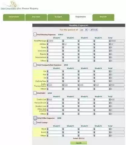 Download web tool or web app Budget