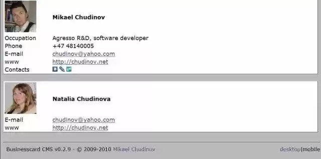 Download web tool or web app Business Card CMS Download web tool or web app Business Card CMS