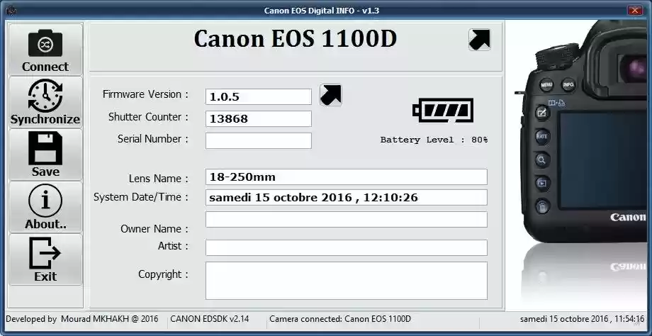Download web tool or web app Canon EOS DIGITAL Info