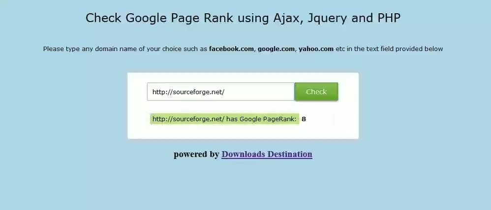 Download web tool or web app Check Google Pagerank PHP