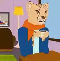 Free download Cheetah drinking coffee video and edit with RedcoolMedia movie maker MovieStudio video editor online and AudioStudio audio editor onlin